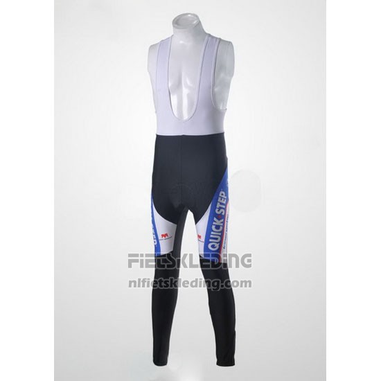 2011 Fietskleding Quick Step Floor Wit en Azuur Lange Mouwen en Koersbroek